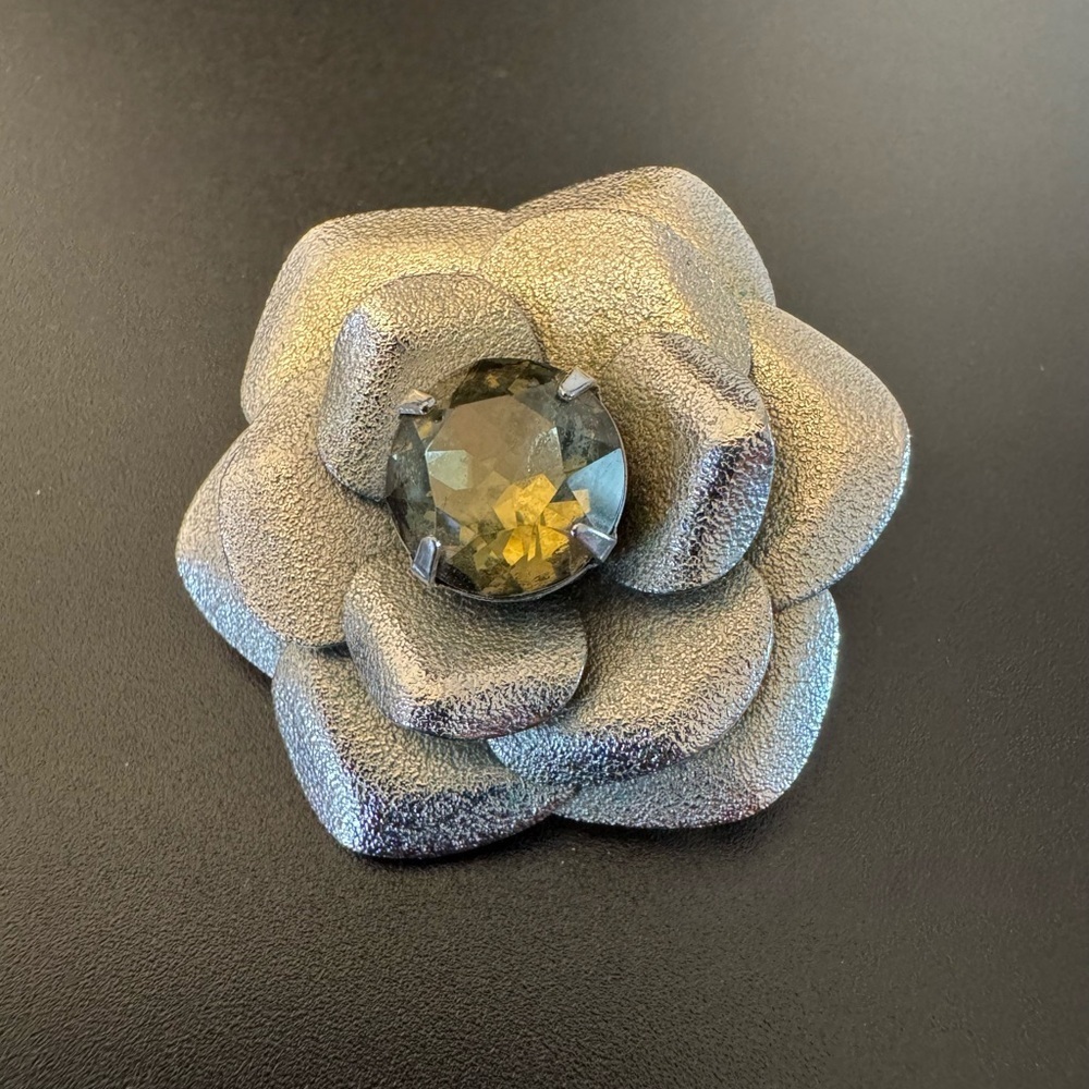 Vintage Silver Tone Flower Brooch Pendant Convertible Statement Necklace Ready